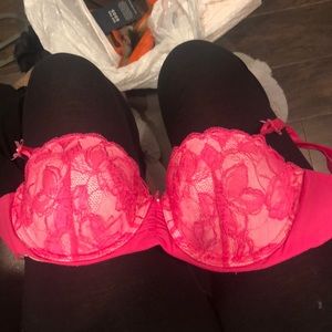 Victoria’s Secret hot pink lace bra 34B
